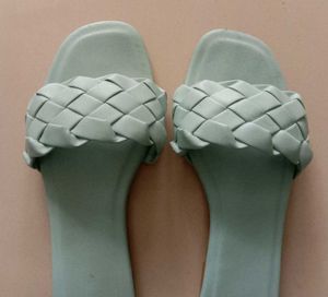 Light Blue Woven Slide Sandals
