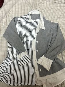 Stylish Striped & Knit Layered Top