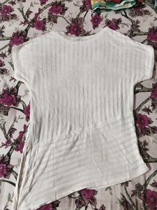 Lsize Chic Asymmetrical White Kurta Lycra material
