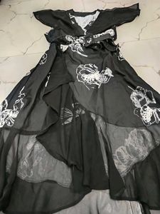 Maxi In Black Colour With White Flower 🧿