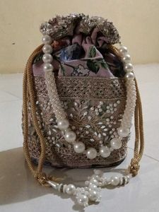 Embellished Potli Bag with Pearls