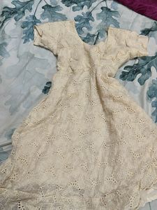 Babydoll coquette cream Eyelet mini Dress
