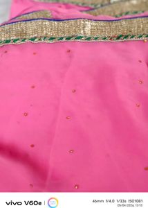 Elegant Pink Saree with Golden Border
