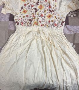 Floral Embroidered Cream Dress