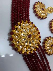 Elegant Maroon &amp; Gold Jewelry Set