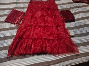 Maroon unstitched Lehenga Choli Set