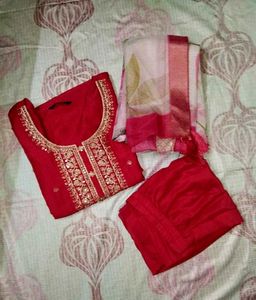 Elegant Red Kurta Set with Dupatta