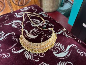 Elegant Gold Pearl Choker Necklace