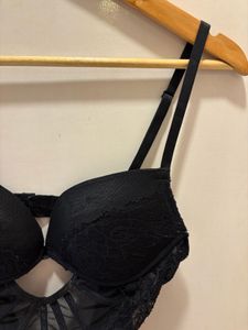 Black Lace Detail Corset Top