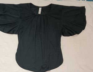Chic Black Flutter Sleeve Top