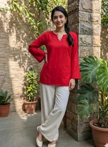 ✨ Scarlet Grace Co-ord Set ✨Stylish Red Kurta With