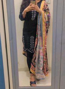Elegant Black Kurta with white embroidered New