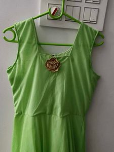 Green Dress with Floral Detail