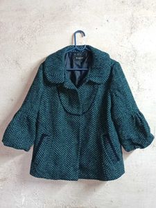 Stylish Teal Herringbone Jacket Partywear
