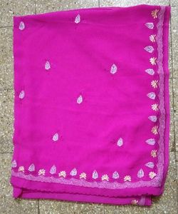 Elegant Pink Embroidered Saree