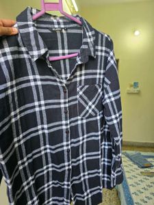 Classic Black &amp; White Plaid Flannel Shirt
