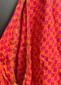 Vibrant Pink &amp; Orange Checked Kurta