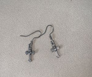 vintage Silver Cross Dangle Earrings