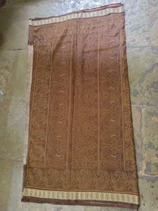 Silk Beige &amp; Brown Paisley Saree
