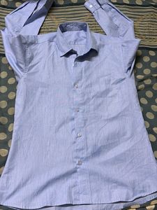 Unisex Blue Striped Formal Shirt