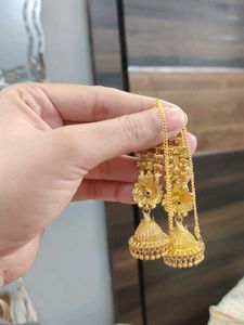 Exquisite Gold Tone Jhumka Earrings