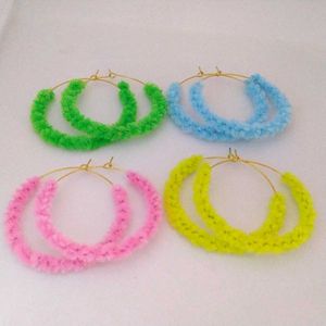 Colorful Fuzzy Hoop Earrings Set