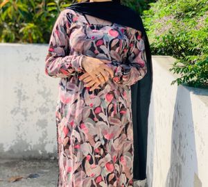 Sheer Black Dupatta with Floral Print