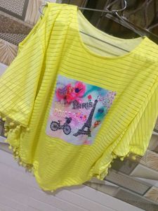 Yellow Cold Shoulder Paris Top