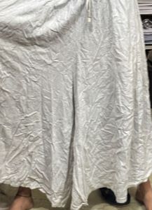 Elegant White Linen pant cum skirt