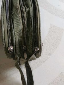 Olive Green Multi-Compartment Pouch Bag