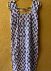 White Kurta with Floral Print