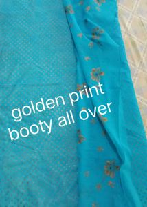 Beautiful Teal Saree with Golden Thread Work ,