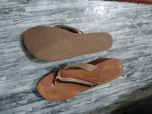 Brown Thong Sandals with Sequins