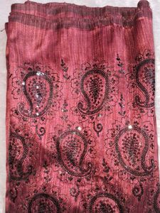 Maroon Saree with Paisley Border without blouse