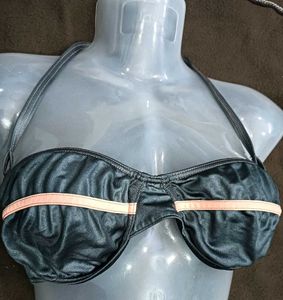 Black Bikini 🖤Top with Peach Stripe