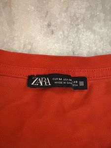 Zara Orange fitted crop Top