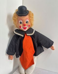 Vintage Clown Doll with Hat and Tie