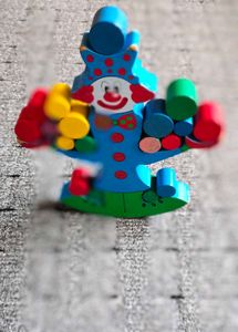 Vintage Wooden Balancing Clown Toy