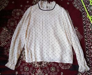 Polka Dot Sheer Ruffle Blouse