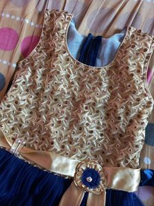 Blue And Gold Netted Gown