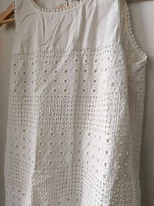 Chic White Eyelet Sleeveless Dress