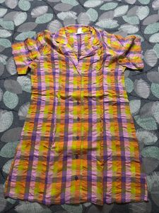 Vintage Plaid Button-Up Dress