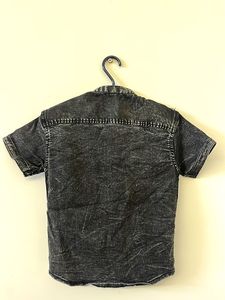 Acid Wash Denim Short Sleeve Shirt