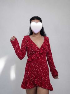 Red Polka Dot Wrap Dress