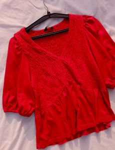 Red Casual Top 💋🛍️