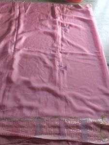Elegant Pink Embellished Saree