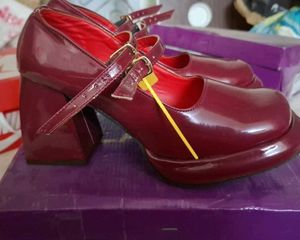 Burgundy Platform Mary Janes