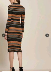 Striped V-Neck Midi Dress