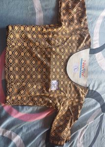Elegant Black & Gold Brocade Blouse