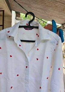 White Shirt with Red Hearts